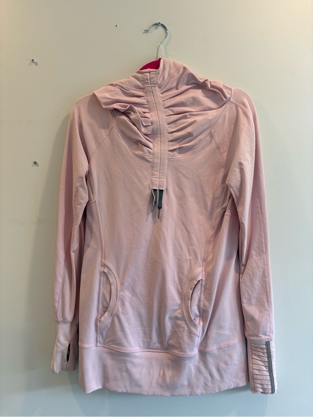 Vintage Lululemon Pink Hoodie Sweatshirt - Size 6 - Ruched Detail